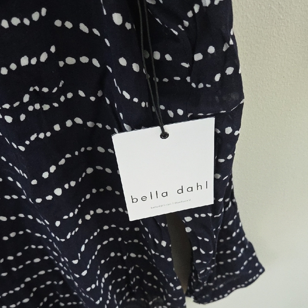 Bella Dahl Navy and White Wave Dot Button Down Shirt - Picture 6 of 9